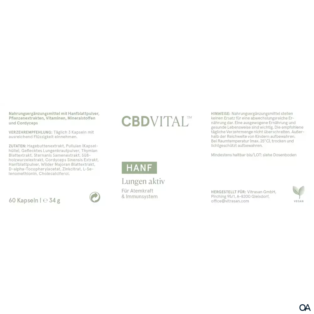 CBD VITAL Hanf Lungen aktiv Kapseln