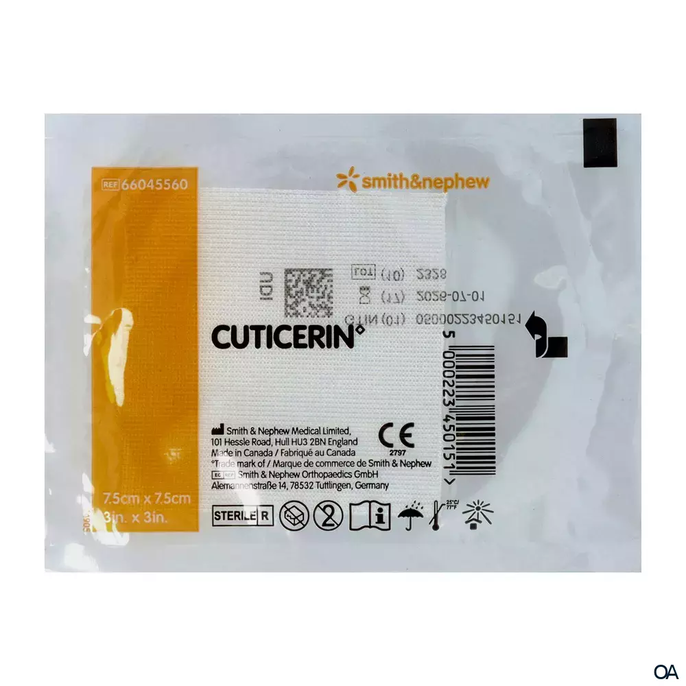 CUTICERIN Eucerit®-haltige Salbenkompresse steril, 7,5 x 7,5 cm