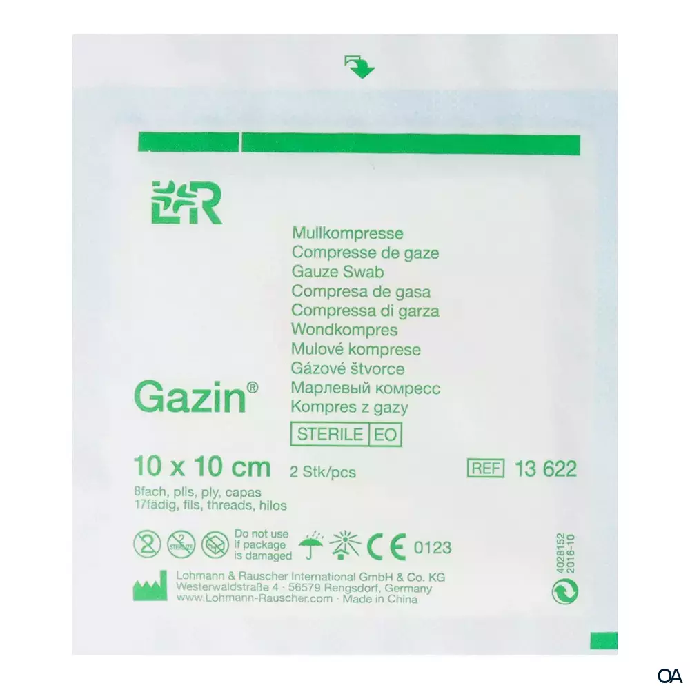 Gazin® Mullkompressen steril, 8-fach, 17-fädig, 10 x 10 cm