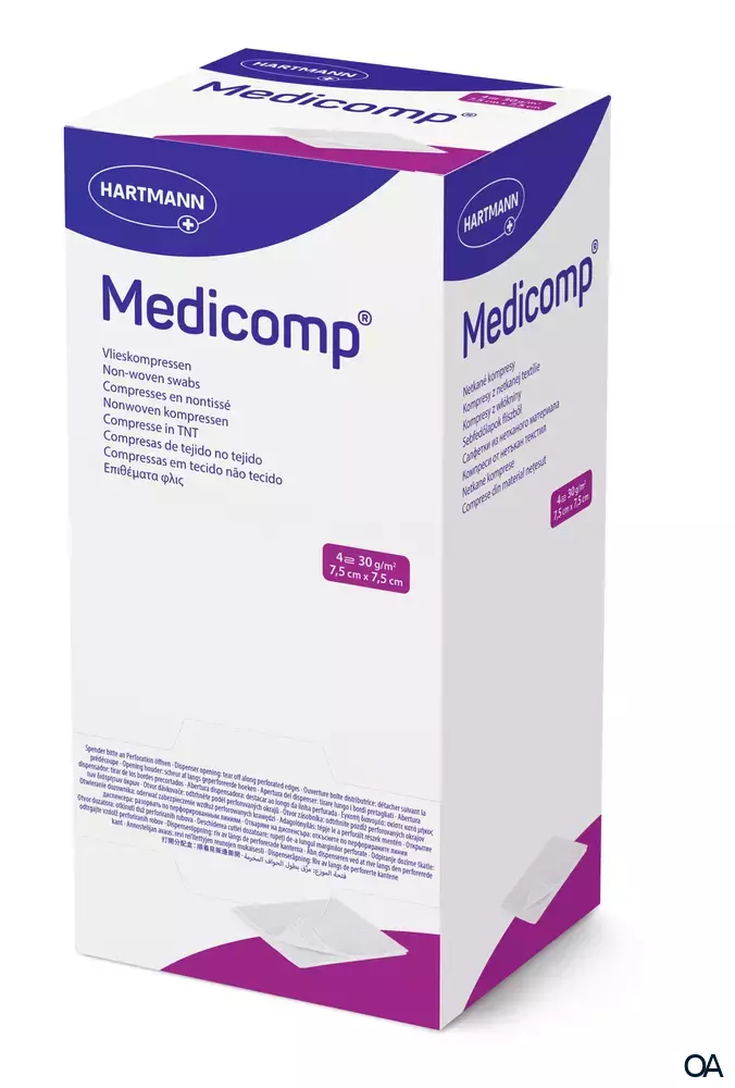 Medicomp® Vlieskompressen steril, 4-fach, 7,5 x 7,5 cm, 100 x 2 Stück