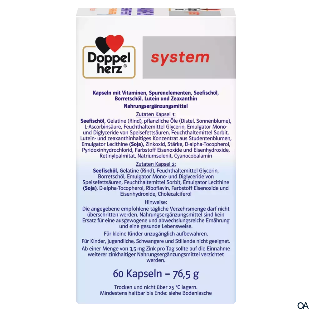Doppelherz system AUGEN PLUS SEHKRAFT + SCHUTZ + Tränenfilm-Formel Kapseln Doppelherz system AUGEN PLUS SEHKRAFT + SCHUTZ + Tränenfilm-Formel Kapseln