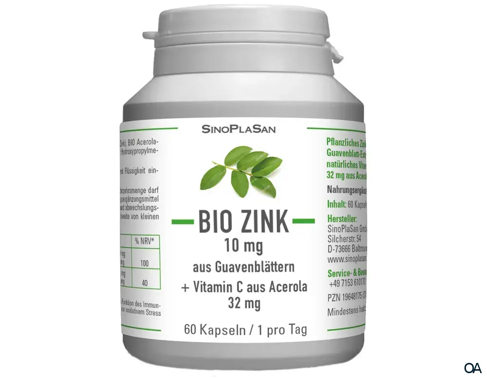SinoPlaSan BIO Zink aus Guavenblättern + Vitamin C Kapseln SinoPlaSan BIO Zink aus Guavenblättern + Vitamin C Kapseln