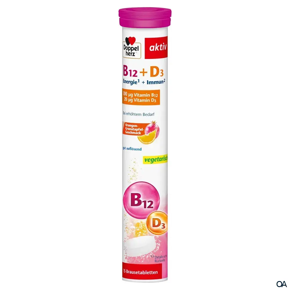 Doppelherz aktiv Vitamin B12 + D3 Brausetabletten - Energie + Immun