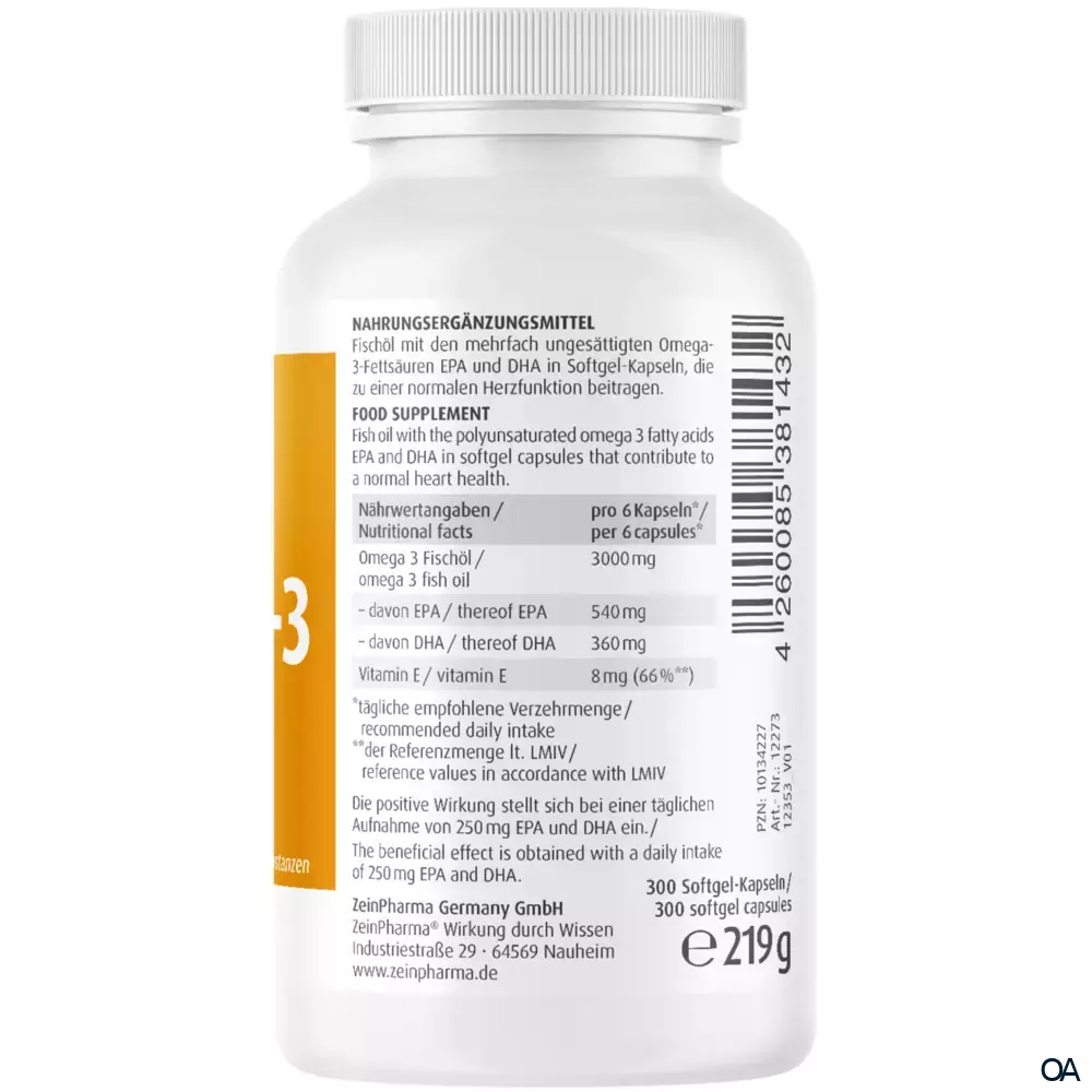 ZeinPharma Omega-3 Fischöl 500 mg Softgel-Kapseln