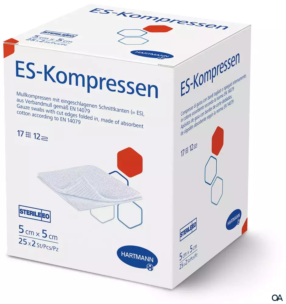 ES-Kompressen 12fach, steril eingesiegelt zu 2 Stück, 5 x 5 cm, 25 x 2 Stück