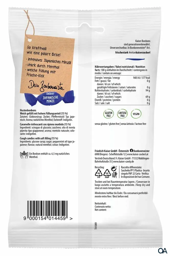 Kaiser Japanische Minze Hustenbonbons