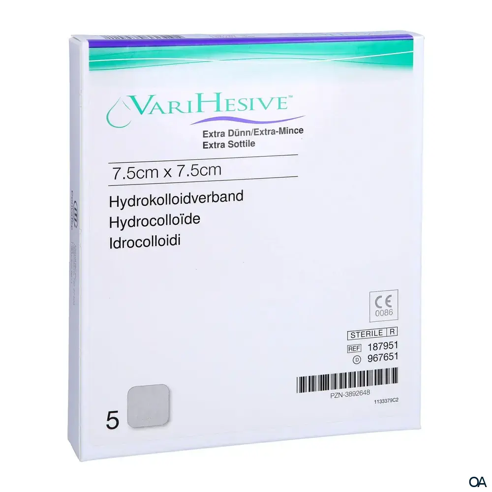 ConvaTec VARIHESIVE® Extra dünn Hydrokolloidverband steril, 7,5 x 7,5 cm