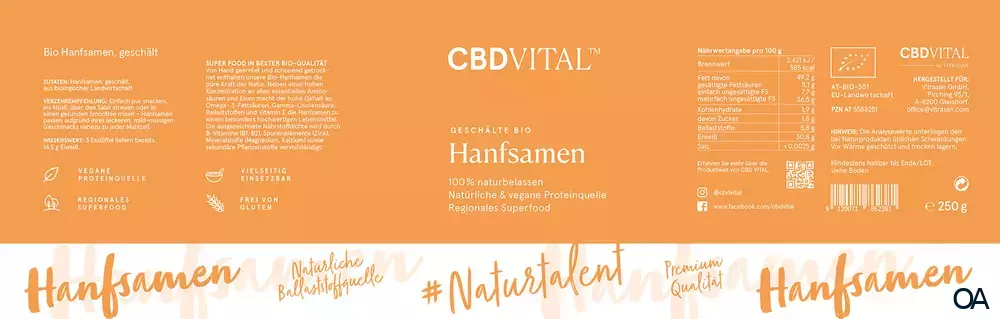 CBD VITAL Super Food Hanfsamen geschält