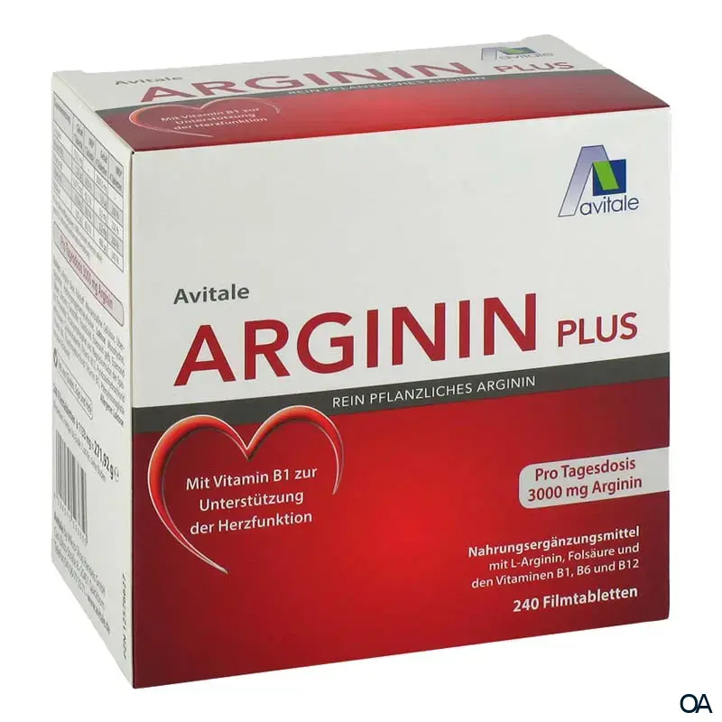 Avitale Arginin plus mit Vitamin B1, B6, B12 und Folsäure Filmtabletten Avitale Arginin plus mit Vitamin B1, B6, B12 und Folsäure Filmtabletten