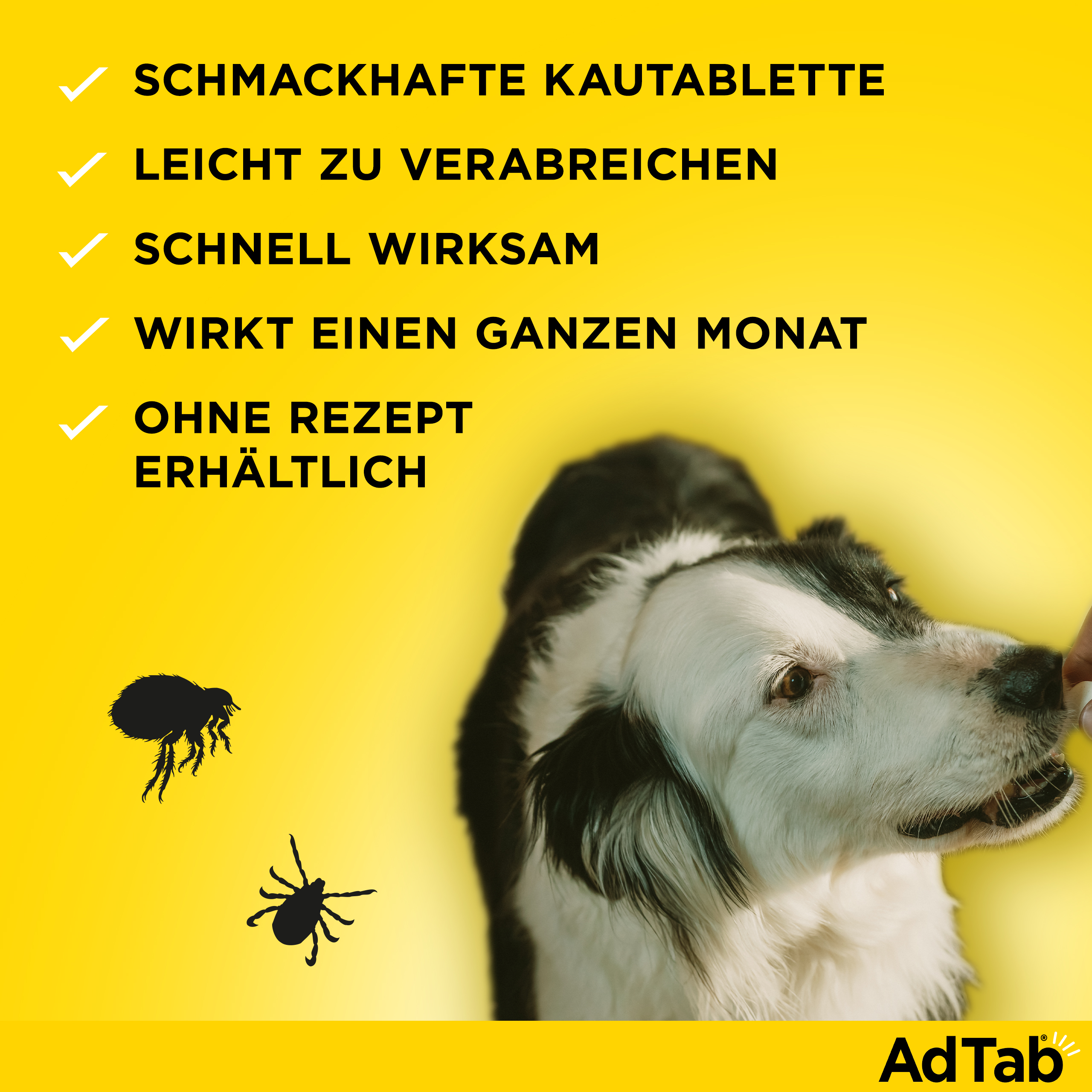 AdTab Kautabletten für Hunde über 11 bis 22 kg gegen Zecken und Flöhe