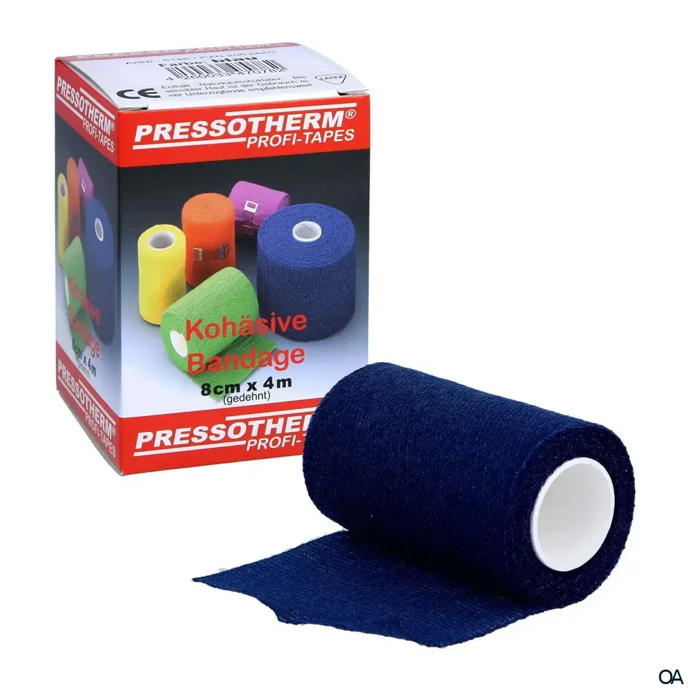 Pressotherm® Bandage Kohäsive Elastische Fixierbinde 8 cm x 4 m - Blau