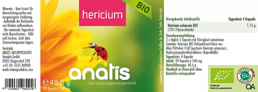 anatis Hericium Pilz BIO Kapseln anatis Hericium Pilz BIO Kapseln