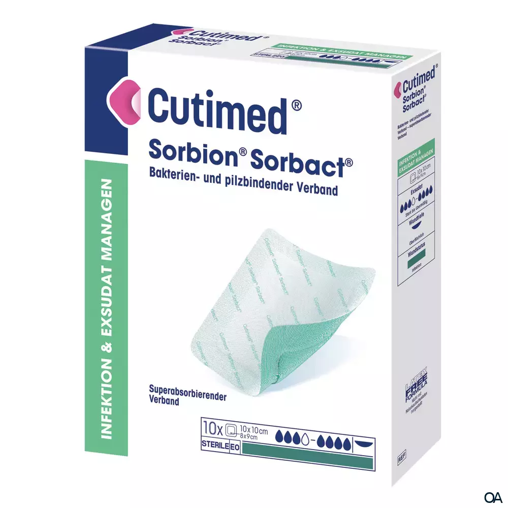 Cutimed® Sorbion® Sorbact® Superabsorbierende, keimreduzierende Wundauflage steril, 10 x 10 cm