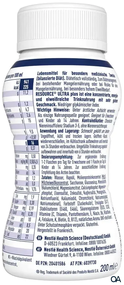 Resource® ULTRA plus High Protein Haselnuss Trinknahrung 200 ml