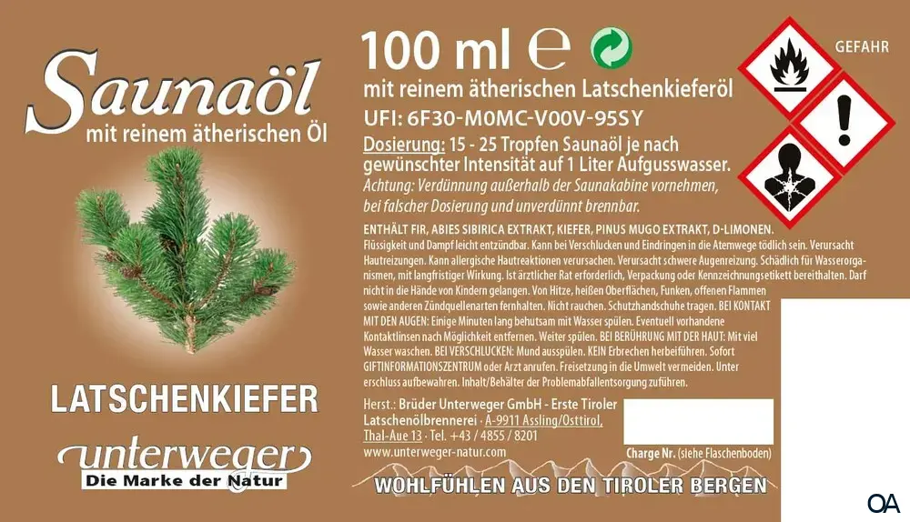 Unterweger Saunaöl Latschenkiefer Unterweger Saunaöl Latschenkiefer