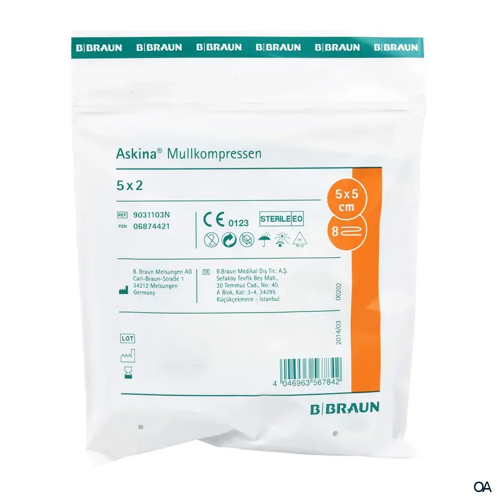 Askina® Mullkompressen 8-fach gelegt, steril, 5 x 5 cm (5 x 2 Stück)