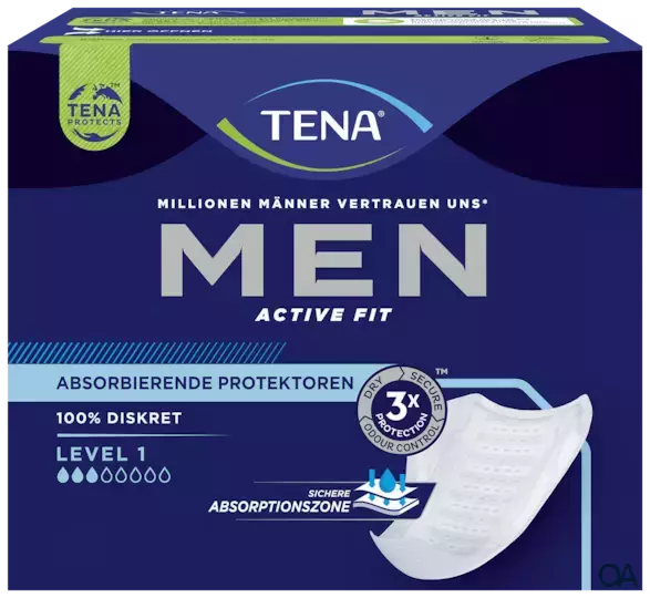 TENA Men Active Fit Saugstarker Schutz Inkontinenzeinlagen - Level 1 TENA Men Active Fit Saugstarker Schutz Inkontinenzeinlagen - Level 1