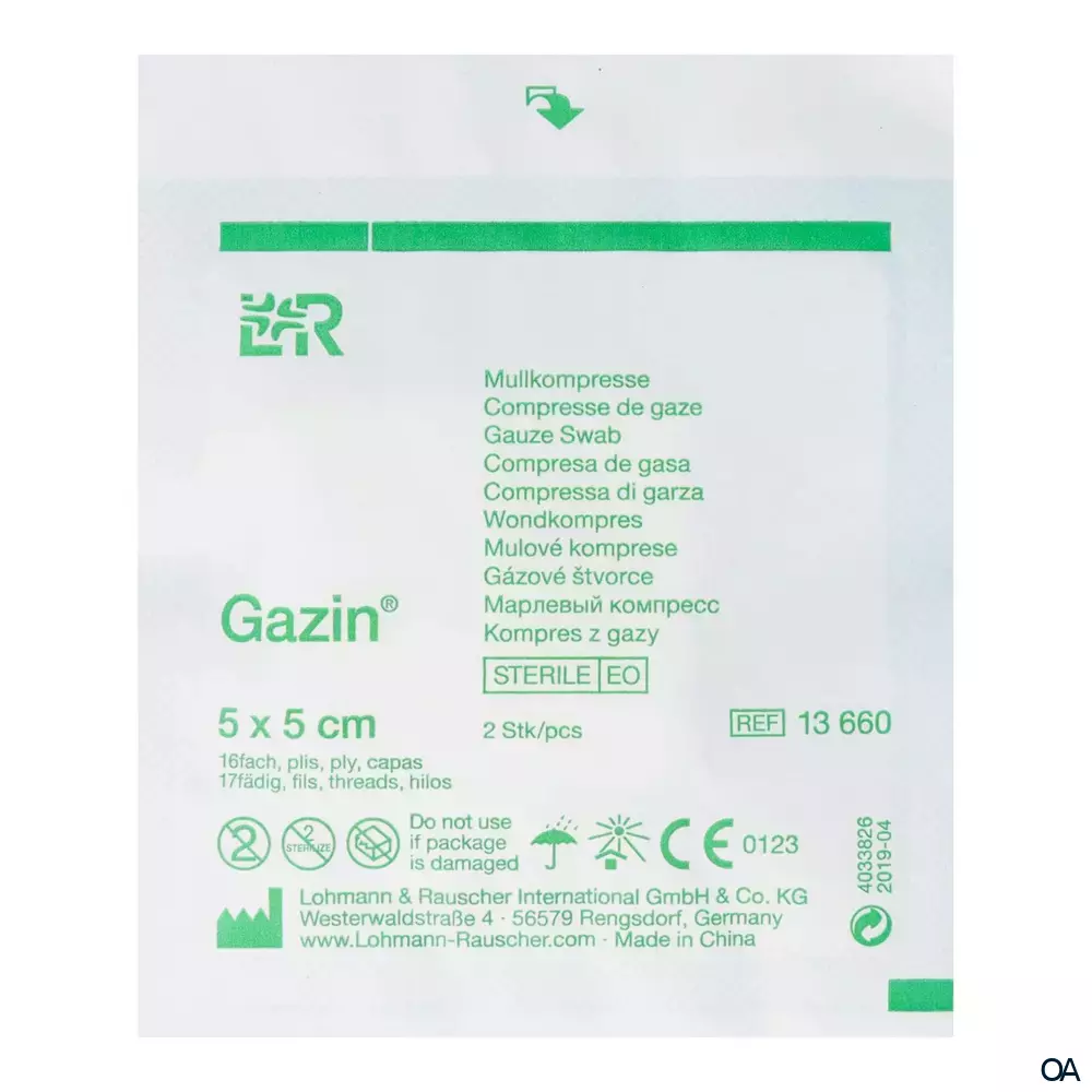 Gazin® Mullkompressen steril, 16-fach, 17-fädig, 5 x 5 cm