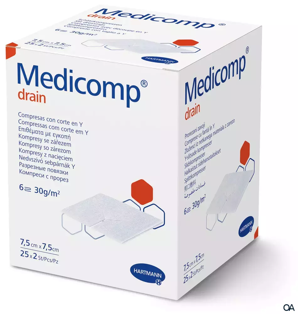 Medicomp® drain steril, 6fach, steril, 7,5 x 7,5 cm, 25 x 2 Stück