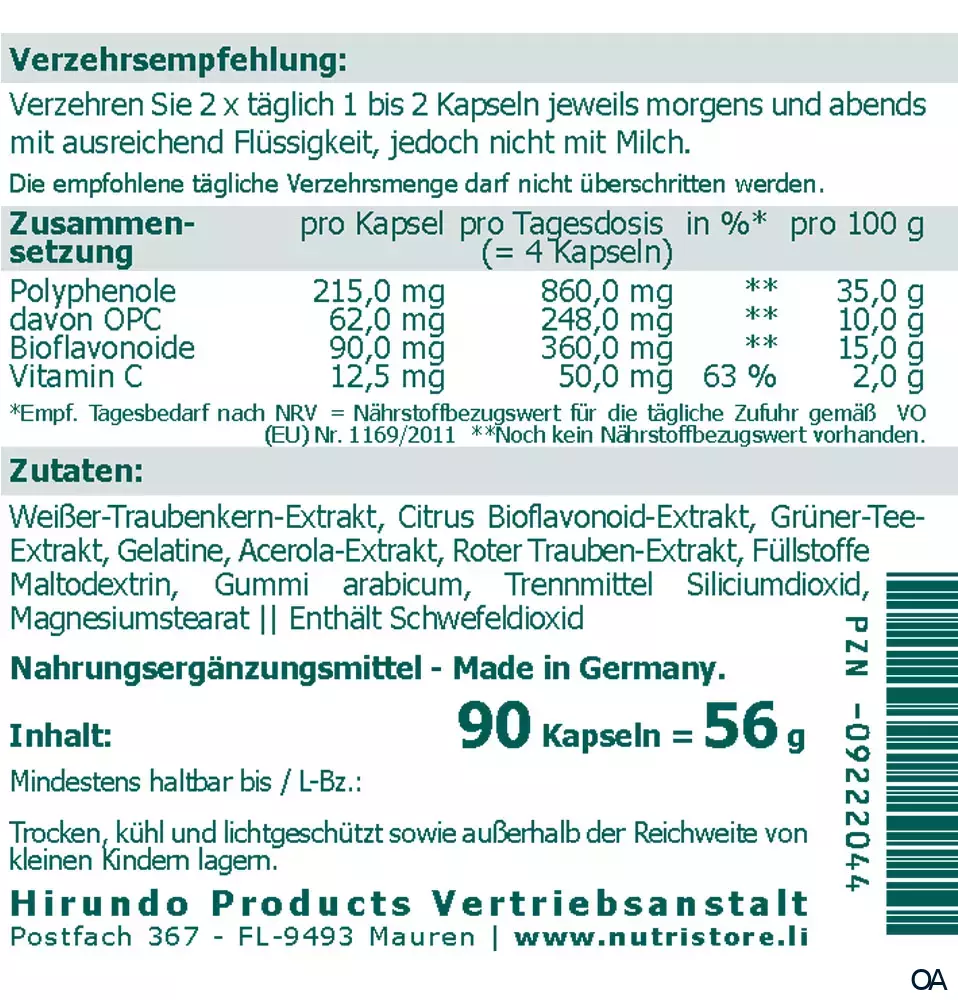 The Nutri Store OPC plus Polyphenol Kapseln The Nutri Store OPC plus Polyphenol Kapseln