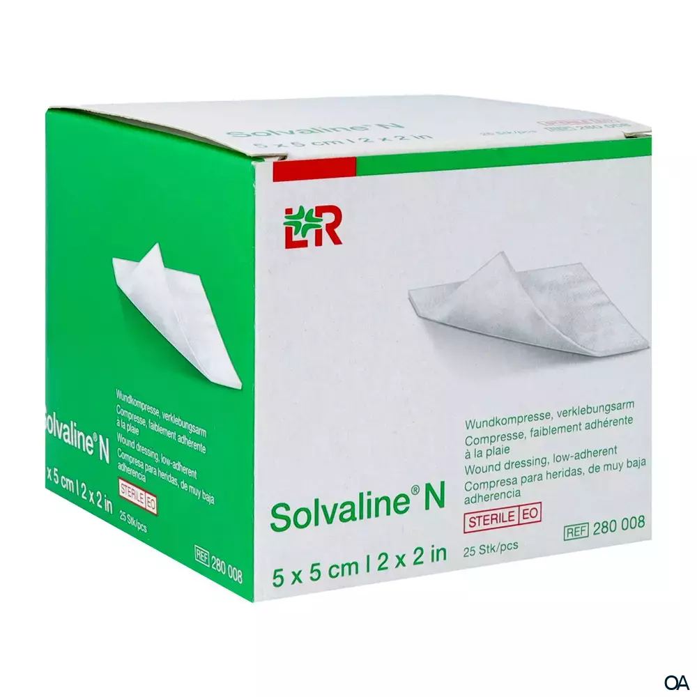 Solvaline® N Wundkompressen steril, verklebungsarm, 5 x 5 cm