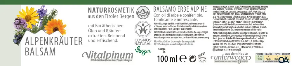Unterweger Vitalpinum Alpenkräuter Balsam