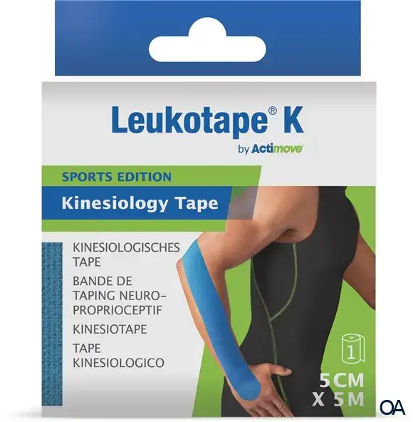 Leukotape® K by Actimove Sports Edition - Kinesiologie-Tape, blau, 5 cm x 5 m