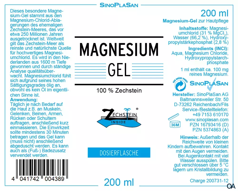 SinoPlaSan Magnesium-Gel Zechstein SinoPlaSan Magnesium-Gel Zechstein