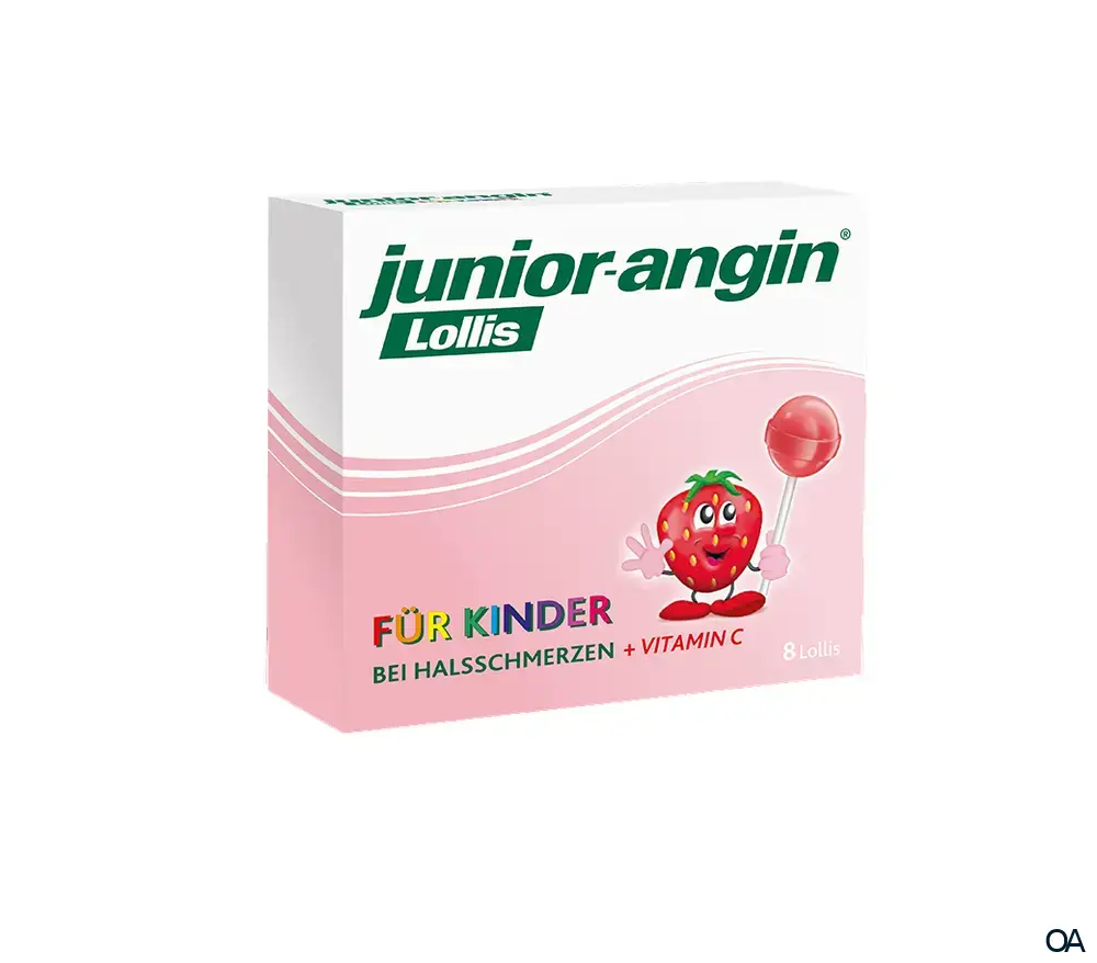 junior-angin® Lollis für Kinder mit Erdbeergeschmack