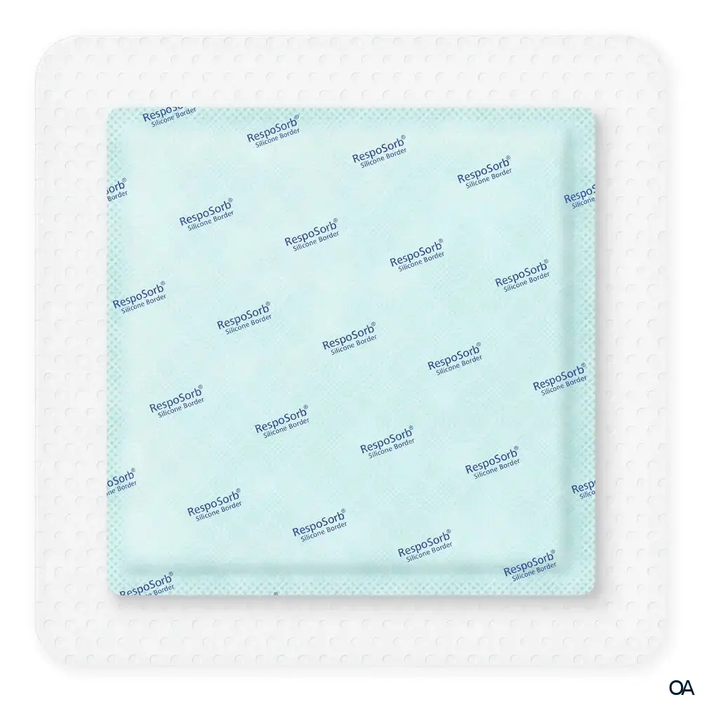 RespoSorb® Silicone Border selbsthaftende superabsorbierende Saugkompresse mit Silikonwundkontaktschicht steril, 17,5 x 17,5 cm RespoSorb® Silicone Border selbsthaftende superabsorbierende Saugkompresse mit Silikonwundkontaktschicht steril, 17,5 x 17,5 cm