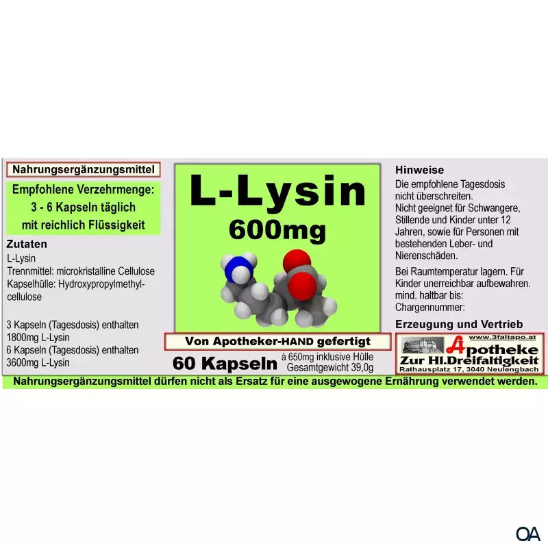 L-Lysin 600 mg Kapseln L-Lysin 600 mg Kapseln