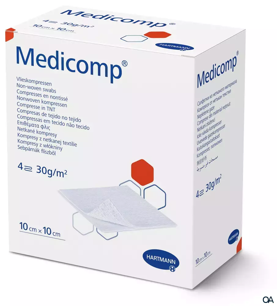 Medicomp® Vlieskompressen steril, 4-fach, 10 x 10 cm, 40 x 5 Stück
