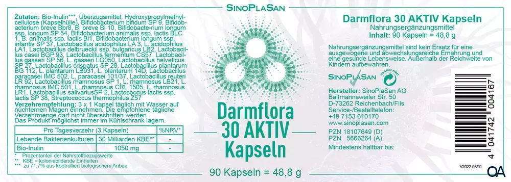 SinoPlaSan Darmflora 30 AKTIV Kapseln SinoPlaSan Darmflora 30 AKTIV Kapseln
