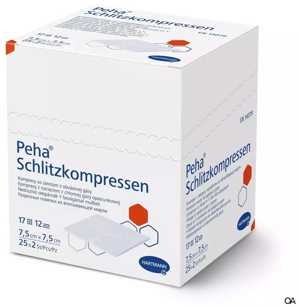 Peha® Schlitzkompressen steril, 7,5 x 7,5 cm, 25 x 2 Stück