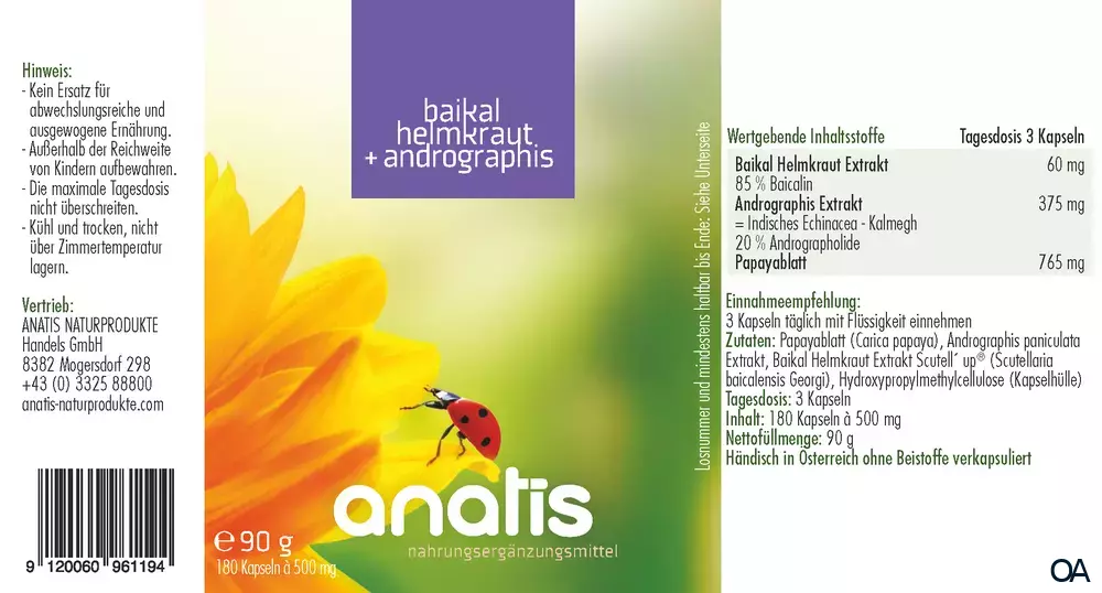 anatis Baikal Helmkraut + Andrographis Kapseln