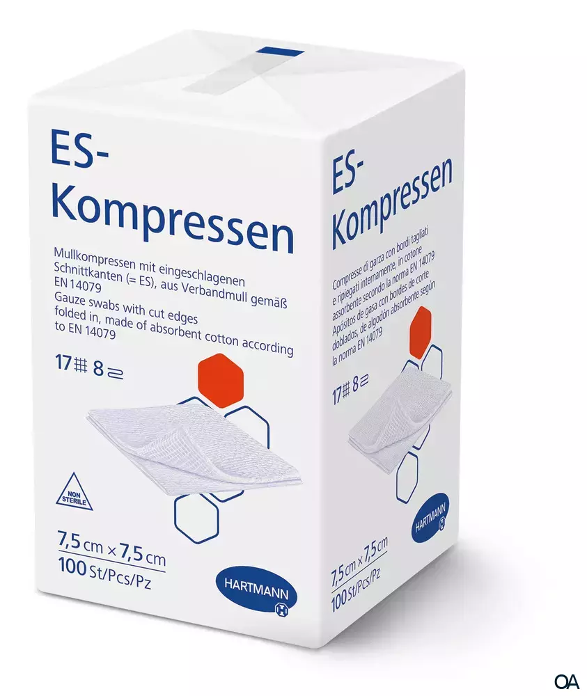 ES-Kompressen 8fach, unsteril, 7,5 x 7,5 cm ES-Kompressen 8fach, unsteril, 7,5 x 7,5 cm