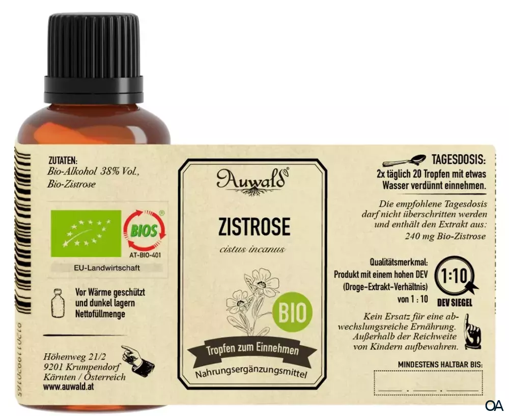 Auwald® Zistrose - BIO Tropfen (Auszug, Extrakt, Essenz) Auwald® Zistrose - BIO Tropfen (Auszug, Extrakt, Essenz)