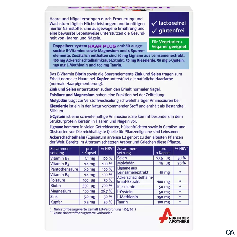 Doppelherz system HAAR PLUS Für Haare + Nägel Kapseln