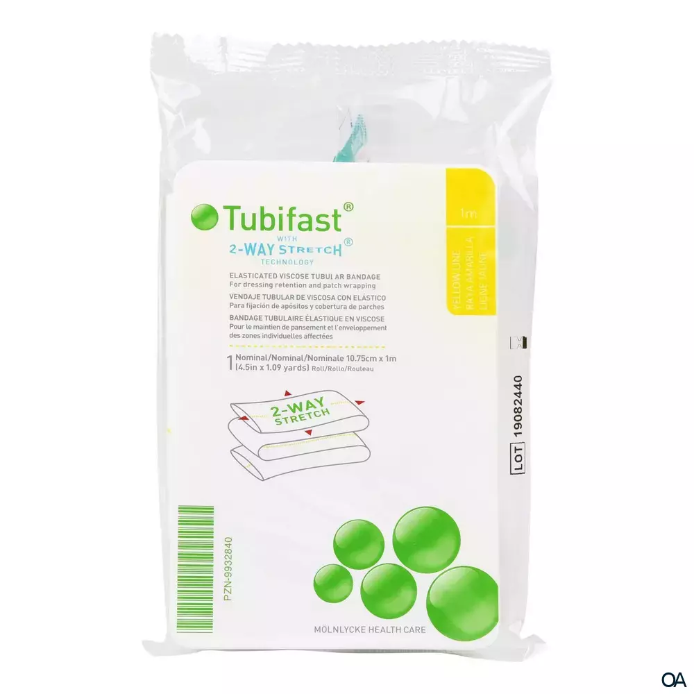Tubifast® Schlauchverband mit Zwei-Wege-Stretch Rolle, Gelb, 10,75 cm x 1 m Tubifast® Schlauchverband mit Zwei-Wege-Stretch Rolle, Gelb, 10,75 cm x 1 m