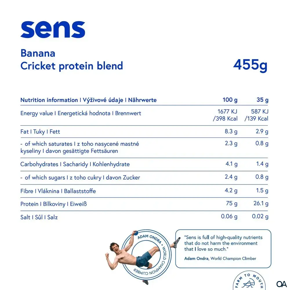 SENS Proteinshake mit Grillenmehl – Banane Pulver