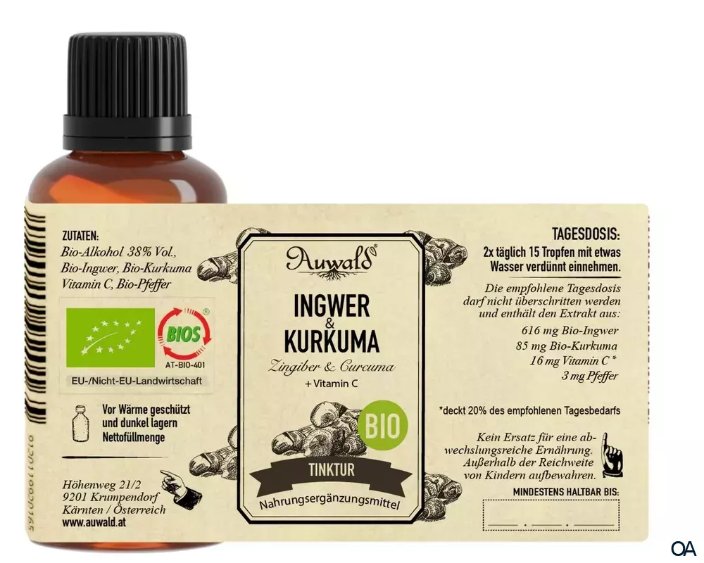 Auwald® Ingwer & Kurkuma - BIO Tropfen (Auszug, Extrakt, Essenz)