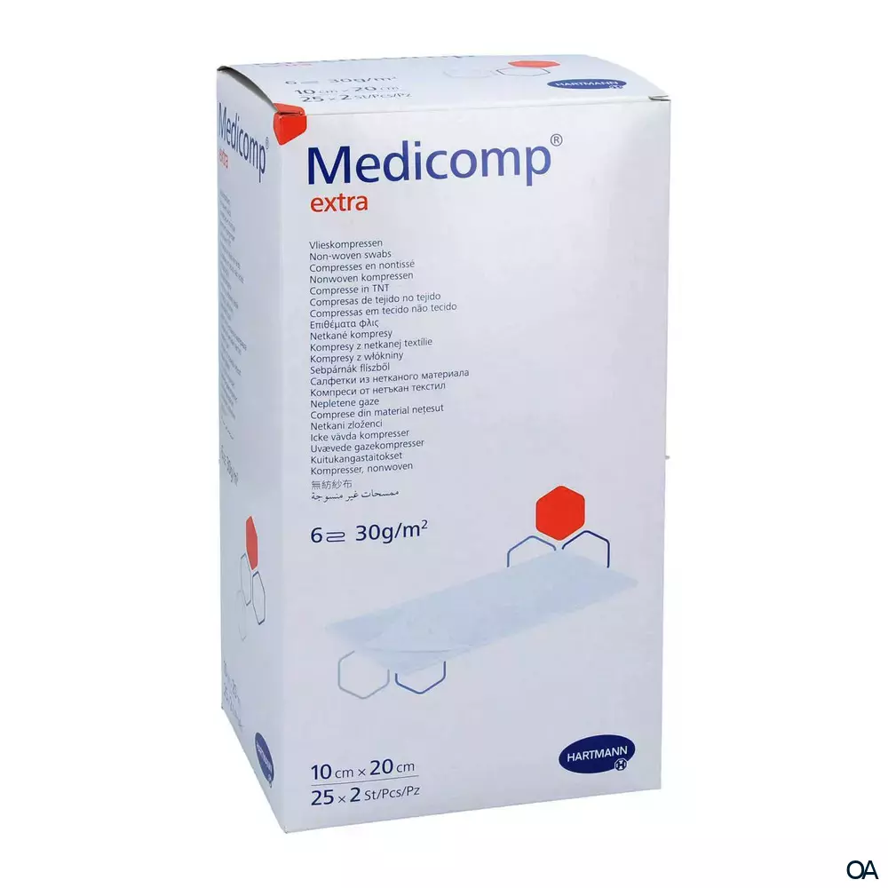 Medicomp® extra steril Vliesstoffkompressen 6-fach, 10 x 20 cm, 25 x 2 Stück