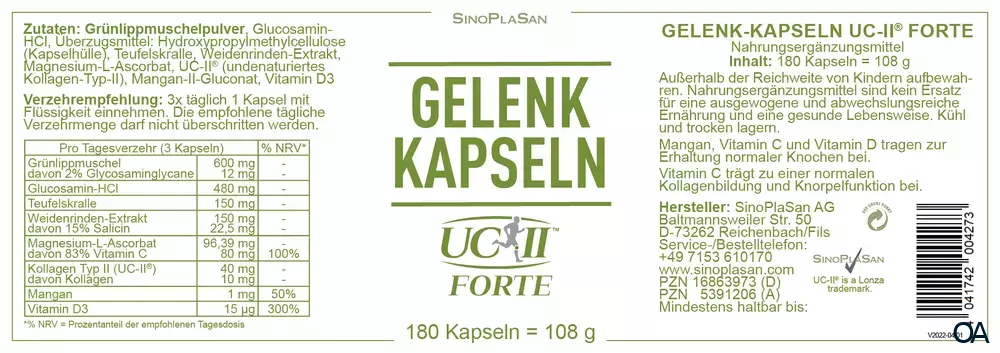 SinoPlaSan Gelenkkapseln UC-II FORTE Kapseln SinoPlaSan Gelenkkapseln UC-II FORTE Kapseln