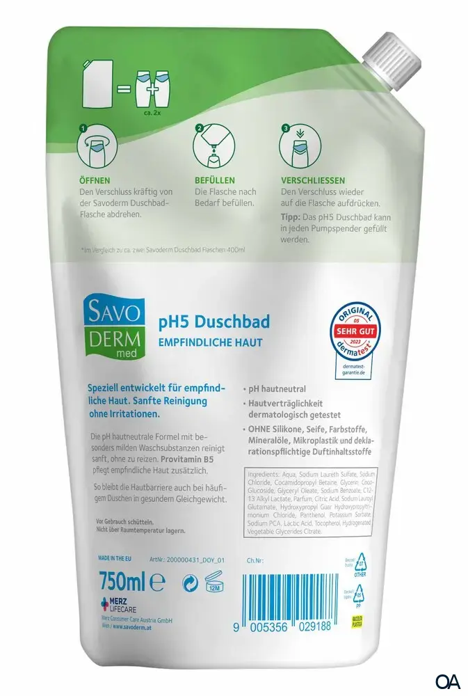 Savoderm med pH5 Duschbad Nachfüllbeutel Savoderm med pH5 Duschbad Nachfüllbeutel