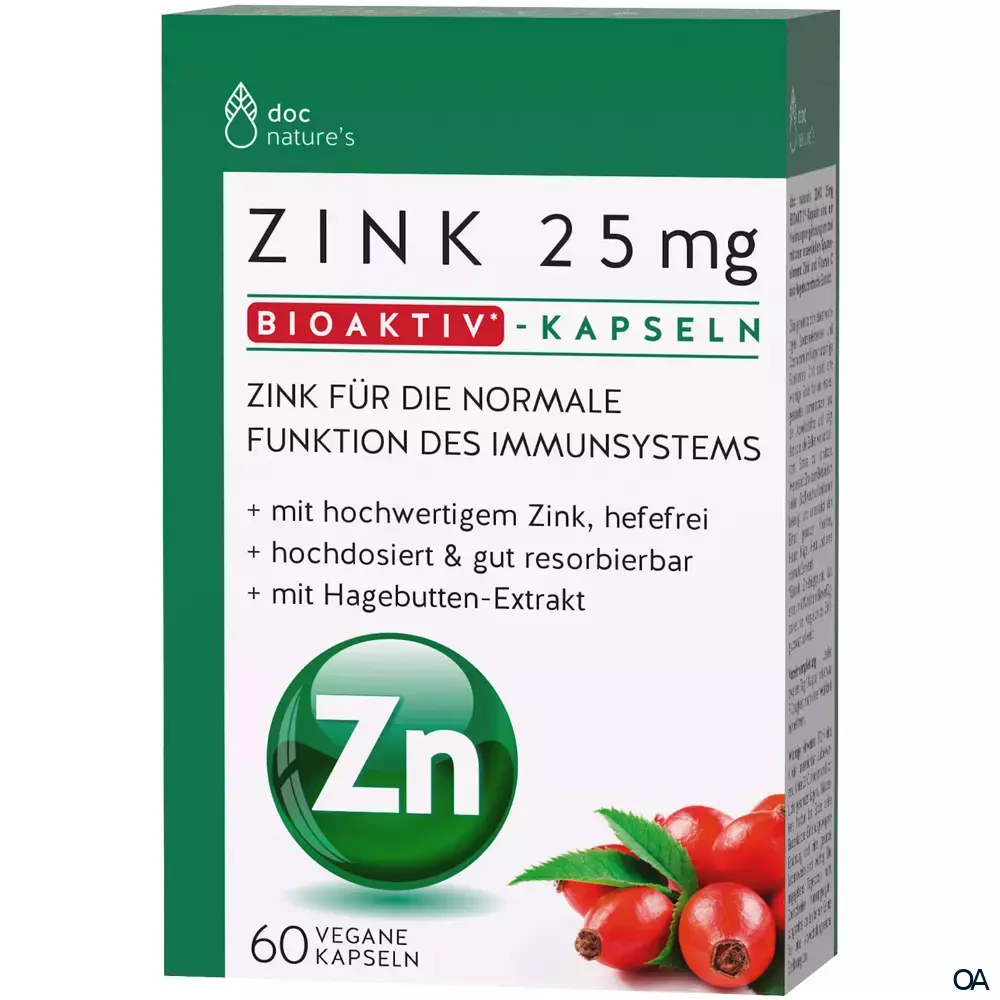 doc nature‘s ZINK 25mg Bioaktiv-Kapseln doc nature‘s ZINK 25mg Bioaktiv-Kapseln