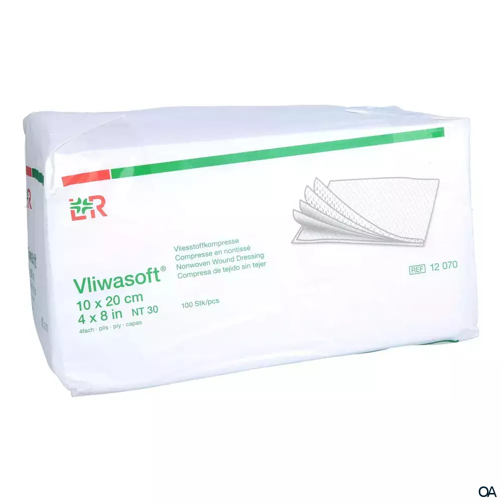 Vliwasoft® Vliesstoffkompressen, unsteril, 4-lagig, 10 x 20 cm