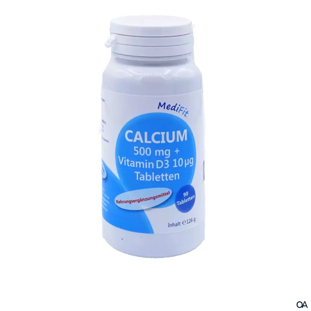 MediFit Calcium 500 mg + Vitamin D3 10 µg Tabletten MediFit Calcium 500 mg + Vitamin D3 10 µg Tabletten