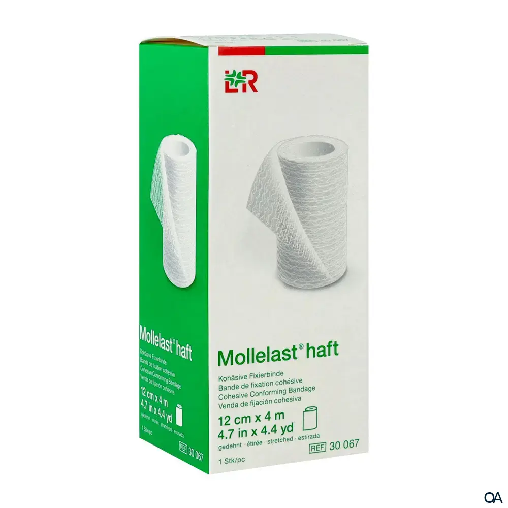 Mollelast® haft Kohäsive bielastische Fixierbinde weiß, 12 cm x 4 m Mollelast® haft Kohäsive bielastische Fixierbinde weiß, 12 cm x 4 m