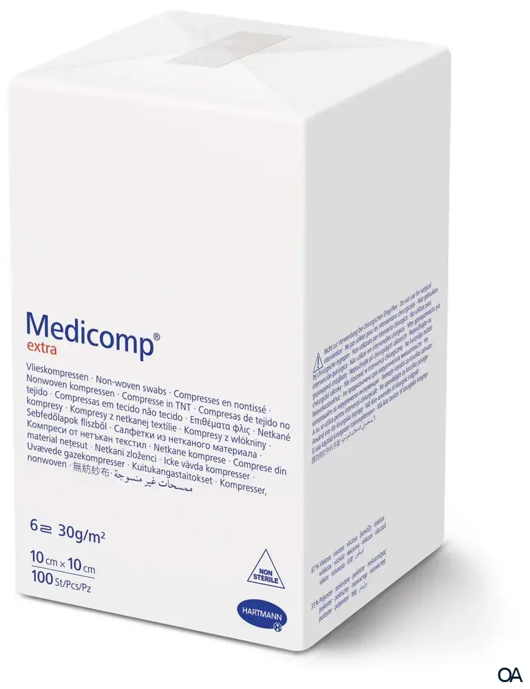 Medicomp® extra Vliesstoff Kompressen unsteril, 6-fach, 10 x 10 cm