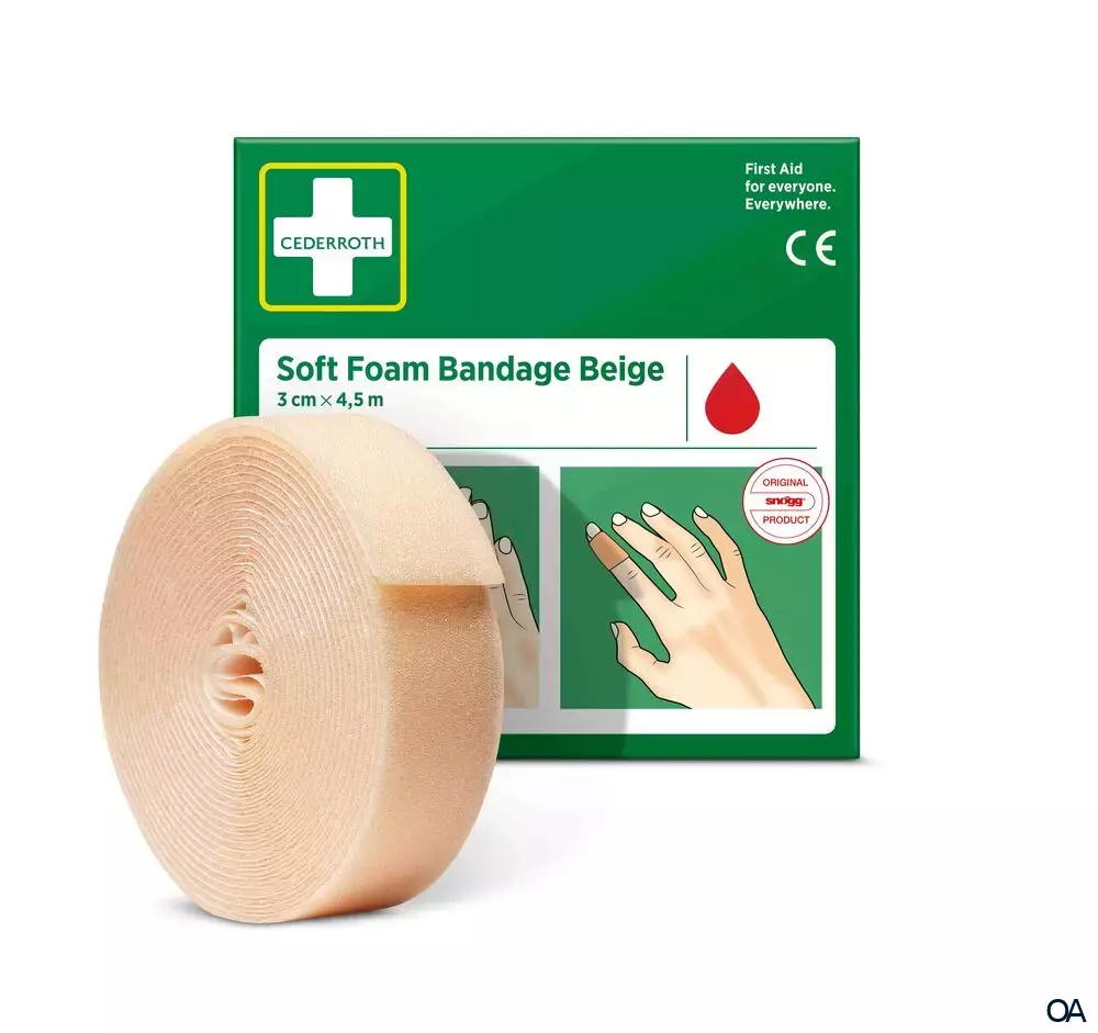 CEDERROTH Soft Foam Bandage Beige 3 cm x 4.5 m CEDERROTH Soft Foam Bandage Beige 3 cm x 4.5 m